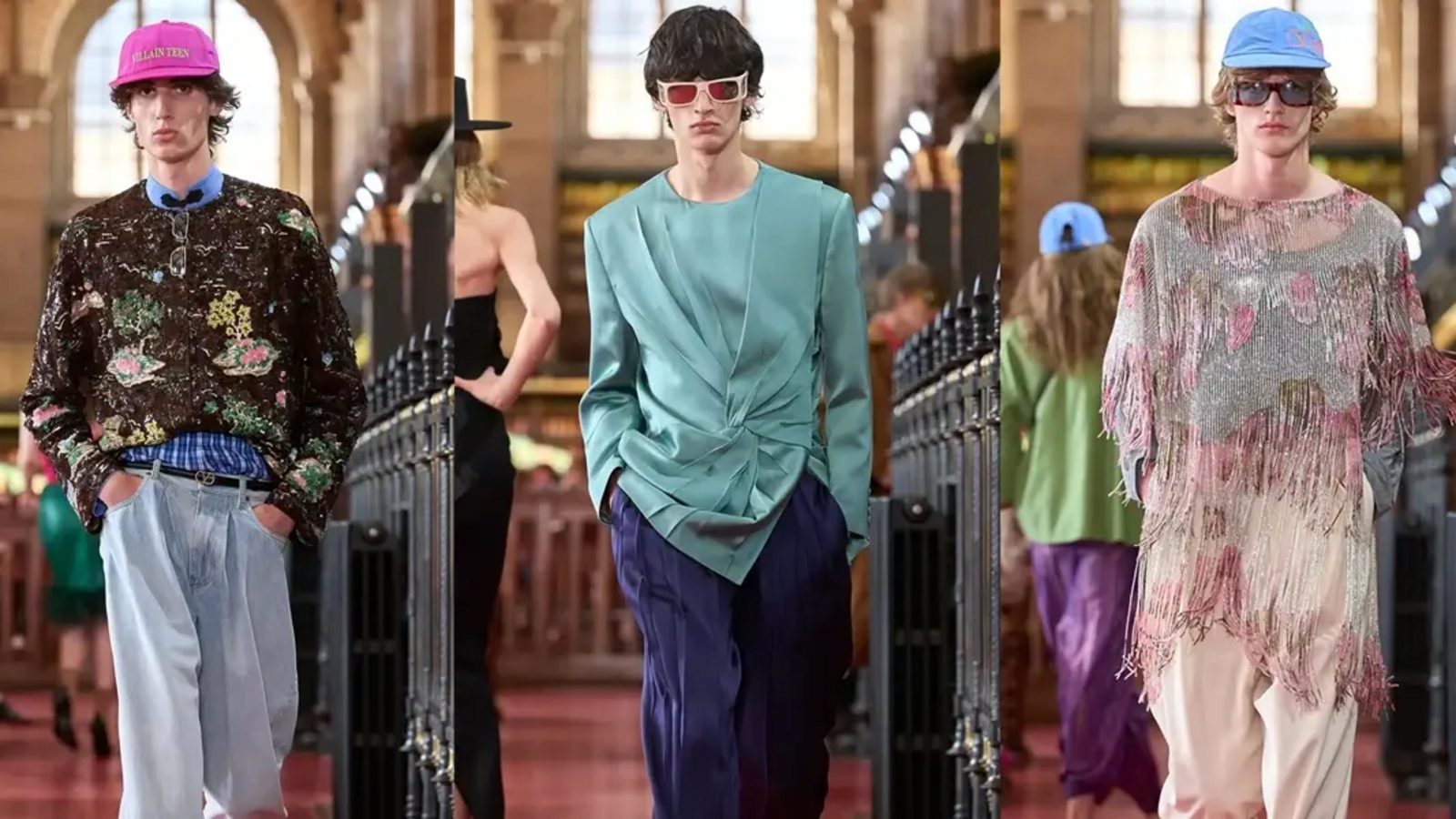 Valentino's SS27 show turns a Paris library into an "Antilibrary"